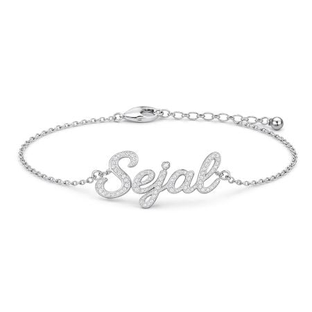 Handcrafted 925 Silver Iced Personalized Name Bracelet